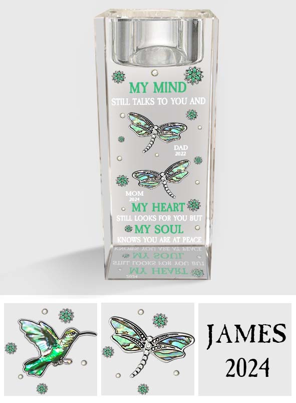 My Mind Still Talks To You - Personalized Memorial Glass Candle Holder