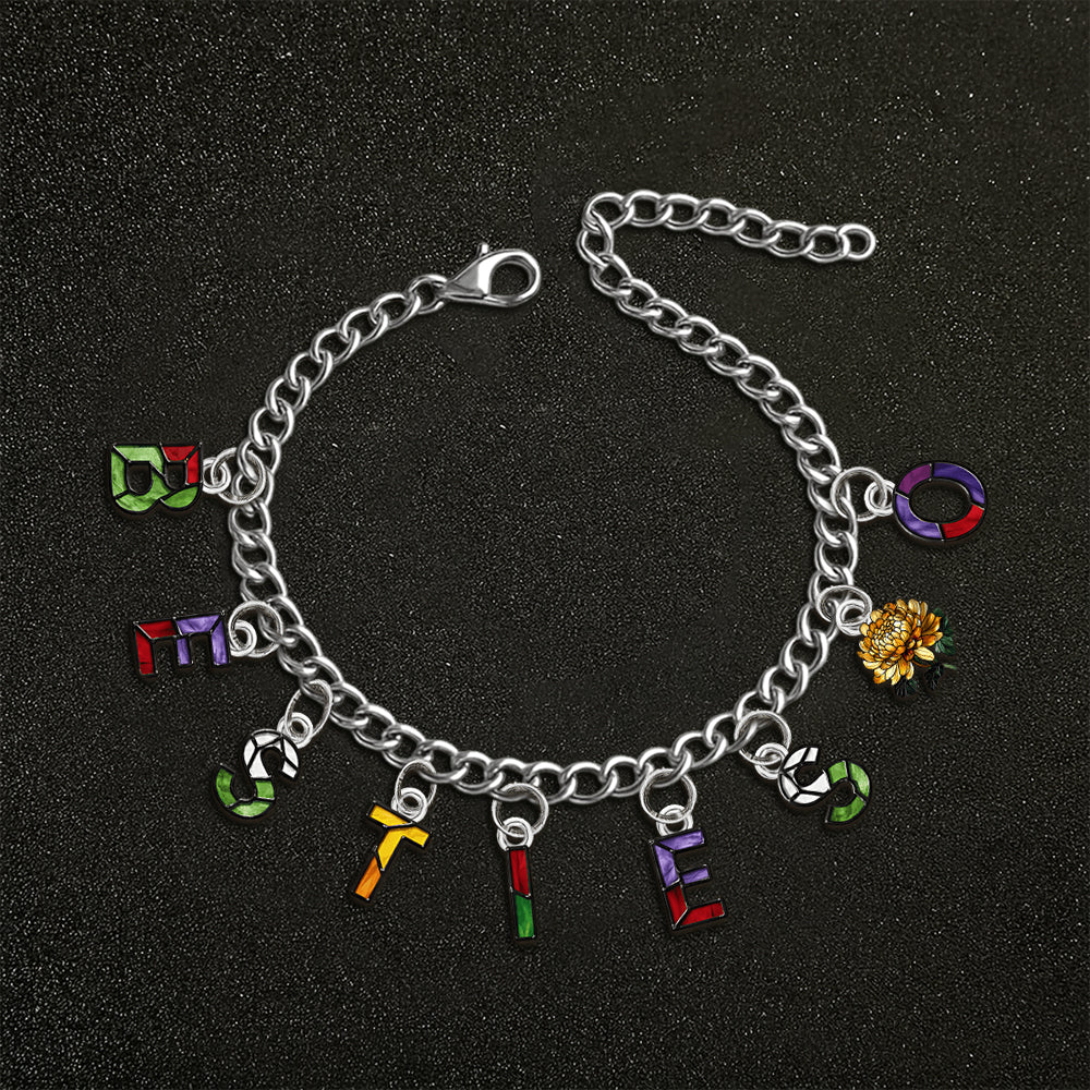Besties With Birth Flowers And Initials - Personalized Bestie Bracelet With Charms
