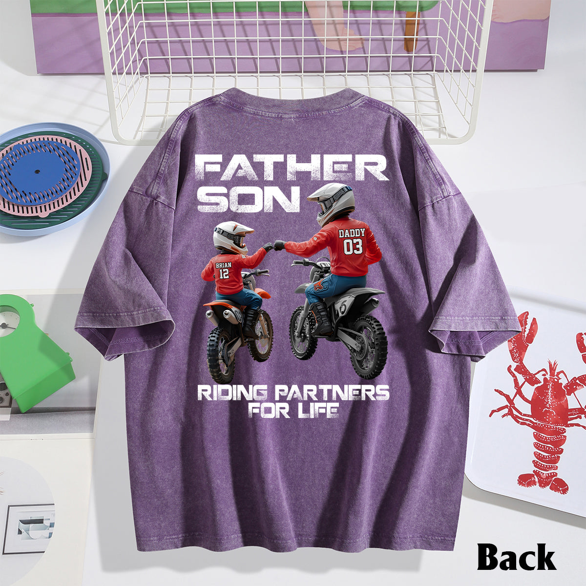 Dirt Bike Dad And Kid - Personalized Dirt Bike Wash T-shirt