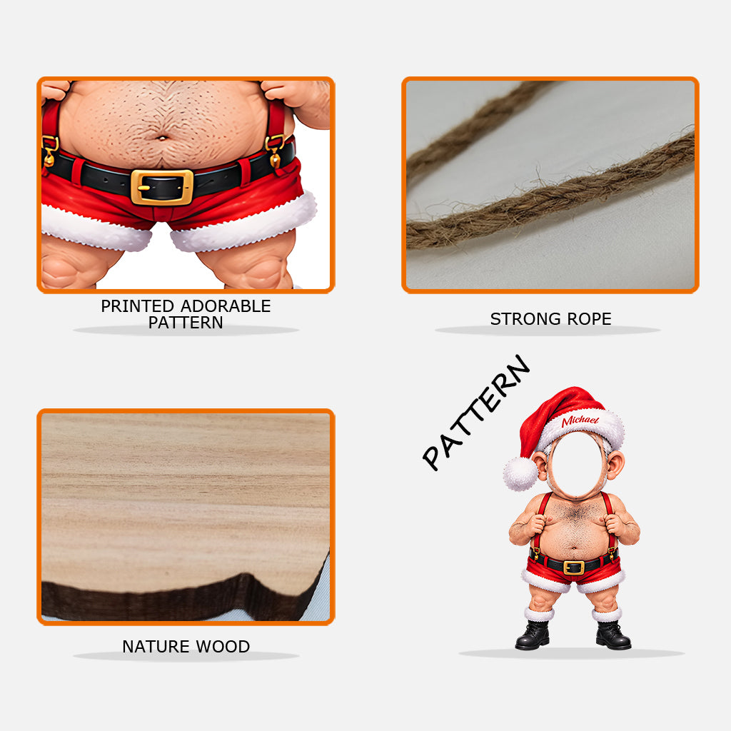 Funny Santa Couple - Personalized Spicy Couple Custom Shaped Wood Sign
