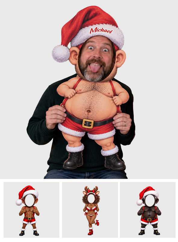 Funny Santa Couple - Personalized Spicy Couple Custom Shaped Wood Sign