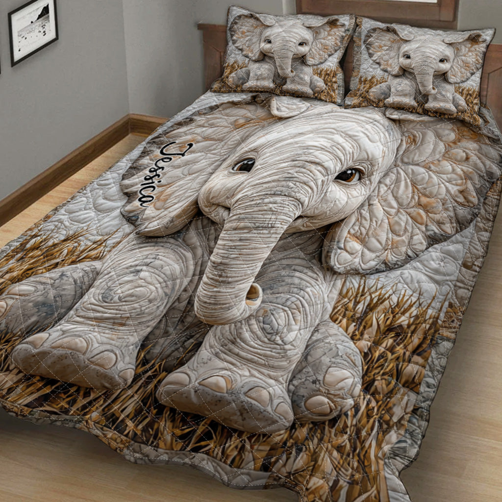 Adorable Elephant - Personalized Elephant Quilt Set