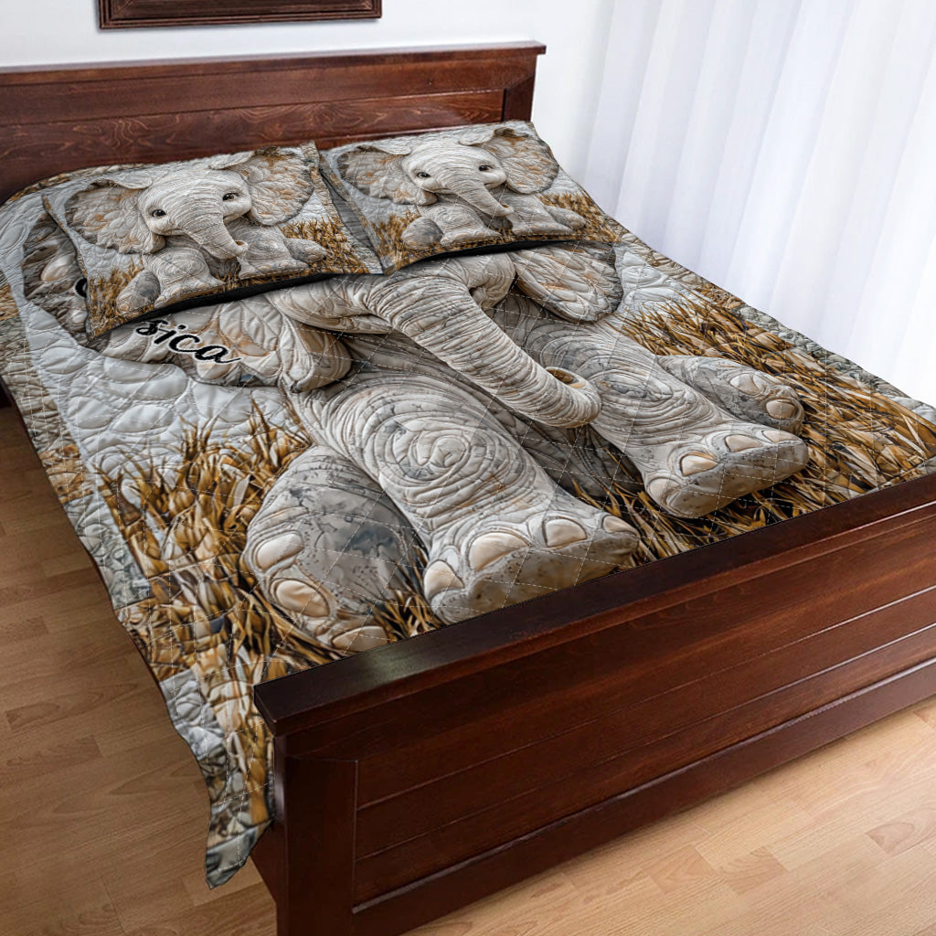 Adorable Elephant - Personalized Elephant Quilt Set