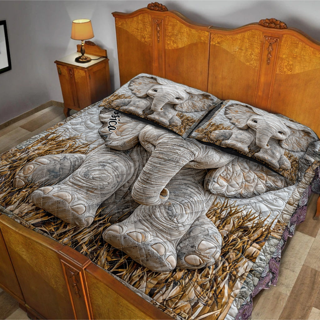 Adorable Elephant - Personalized Elephant Quilt Set