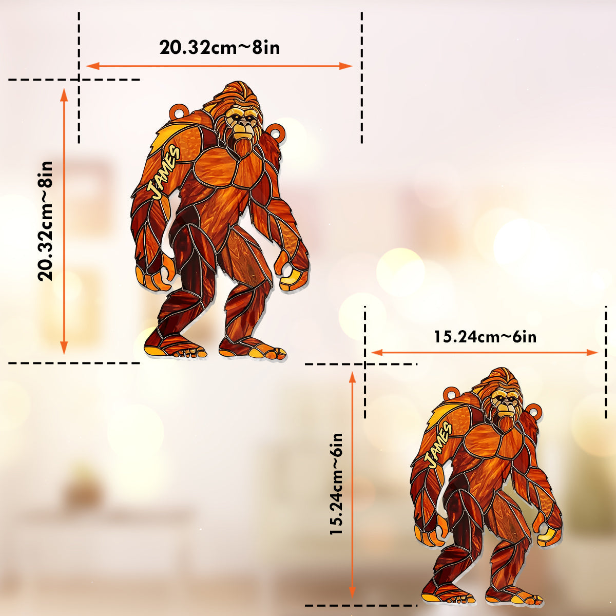 Sasquatch - Personalized Camping Window Hanging Suncatcher Ornament