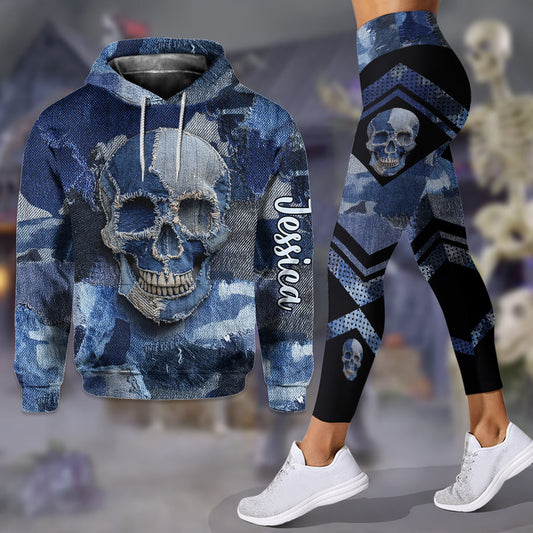 Denim Skull - Personalized Skull Hoodie and Leggings