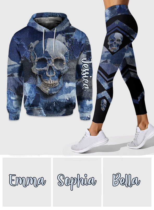 Denim Skull - Personalized Skull Hoodie and Leggings