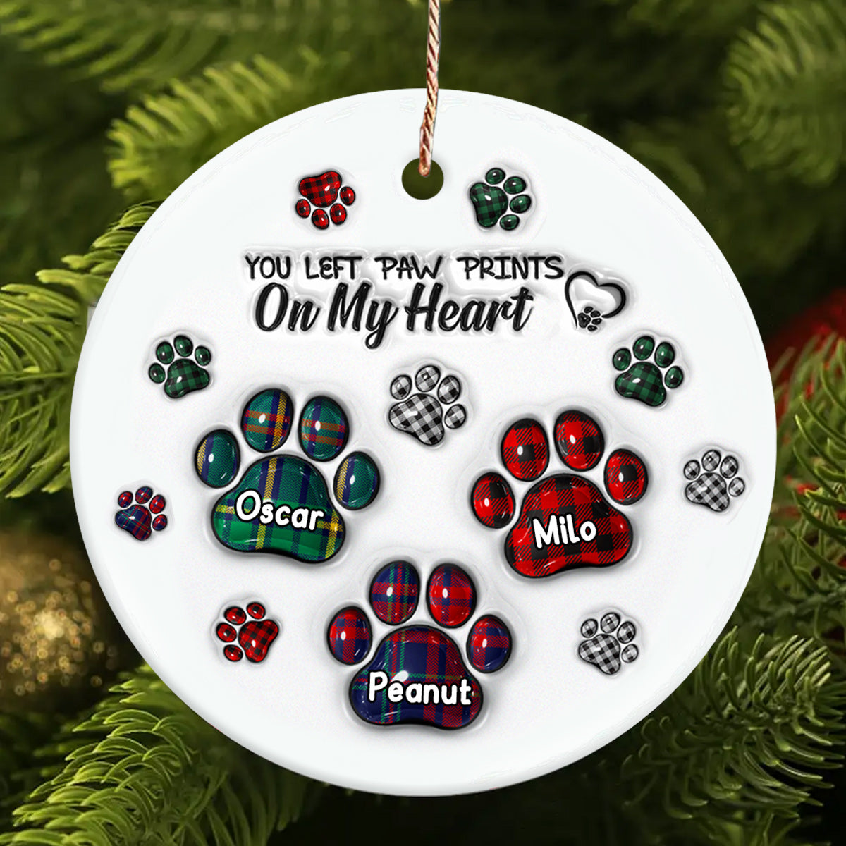 Paw Print - Personalized Dog Ceramic Circle Ornament