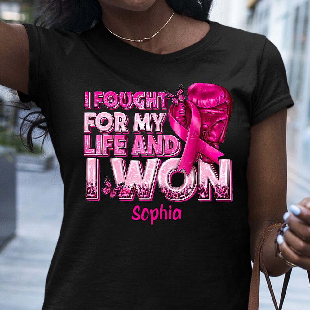 Boxing Gloves Pink Ribbon - Personalized Breast Cancer Awareness T-shirt And Hoodie