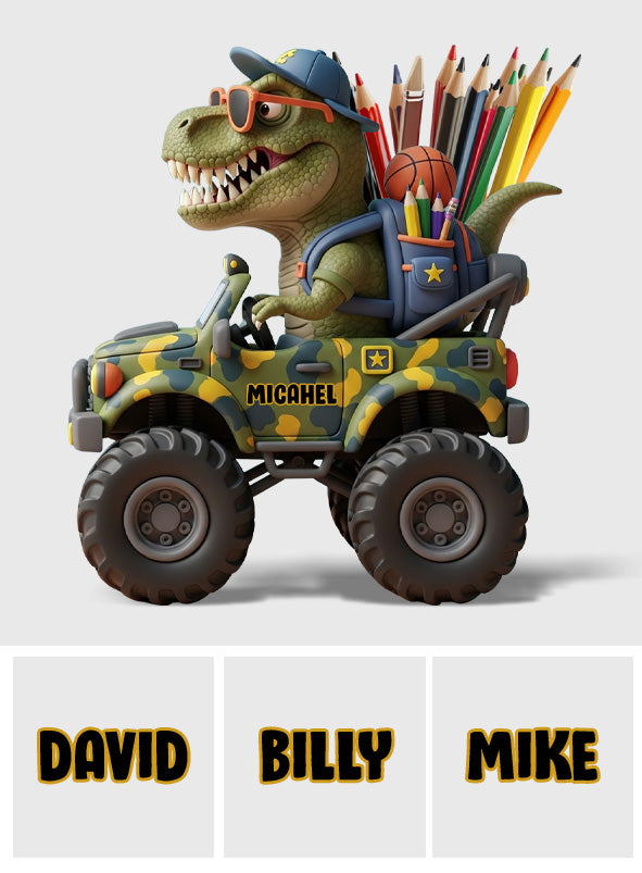 Ready To Crush School - Personalized Dinosaur Wooden Pen Holder