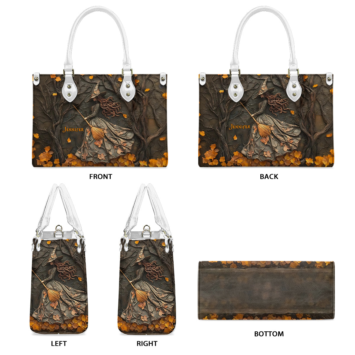 Moonlight Broom - Personalized Witch Leather Handbag