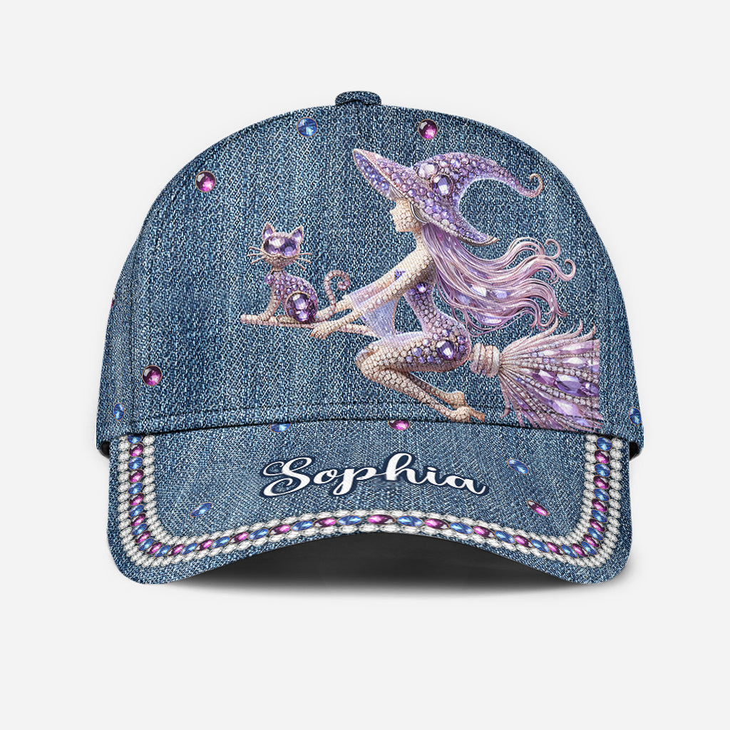 Witch And Broomstick - Personalized Witch Classic Cap
