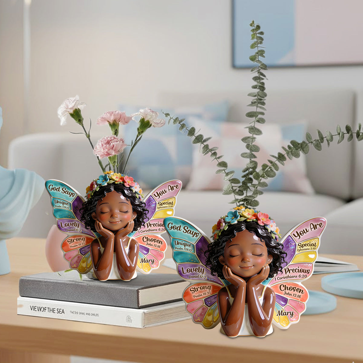 God Says You Are - Personalized African American Custom Shape Acrylic Flower Vase