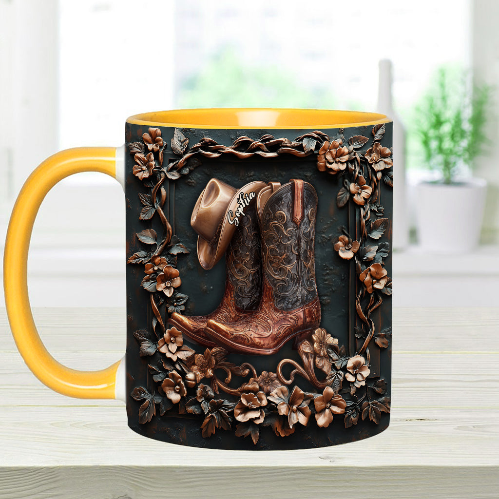 Cowgirl Boots - Personalized Cowgirl Accent Mug & Coaster