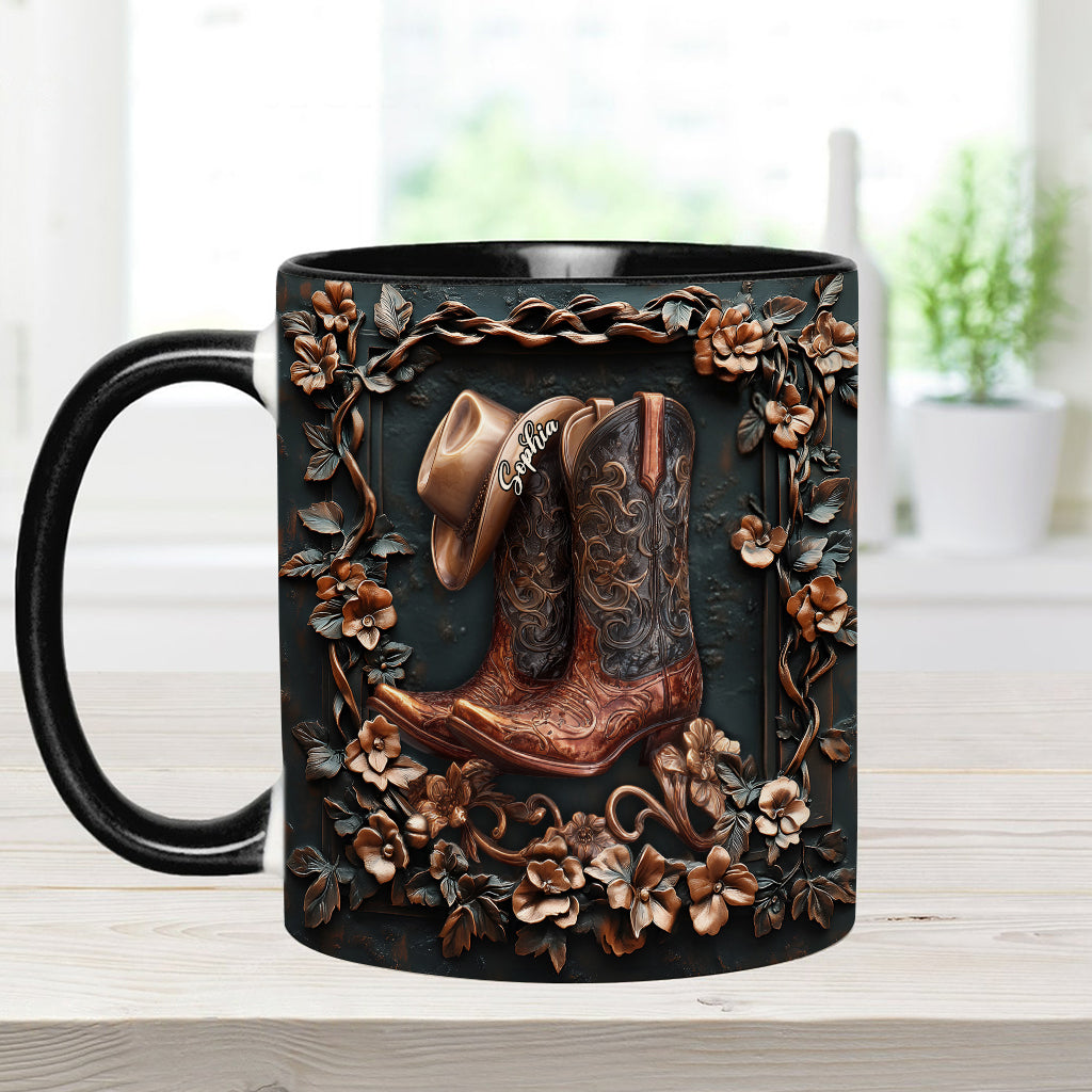Cowgirl Boots - Personalized Cowgirl Accent Mug & Coaster