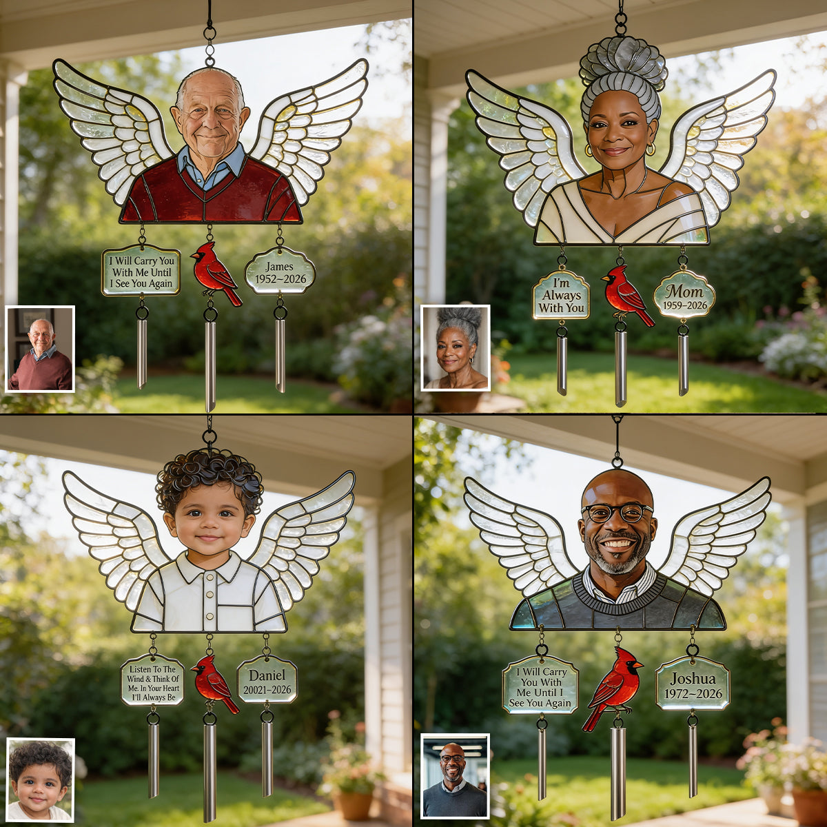 In Loving Memory - Personalized Memorial Wind Chime With Charm