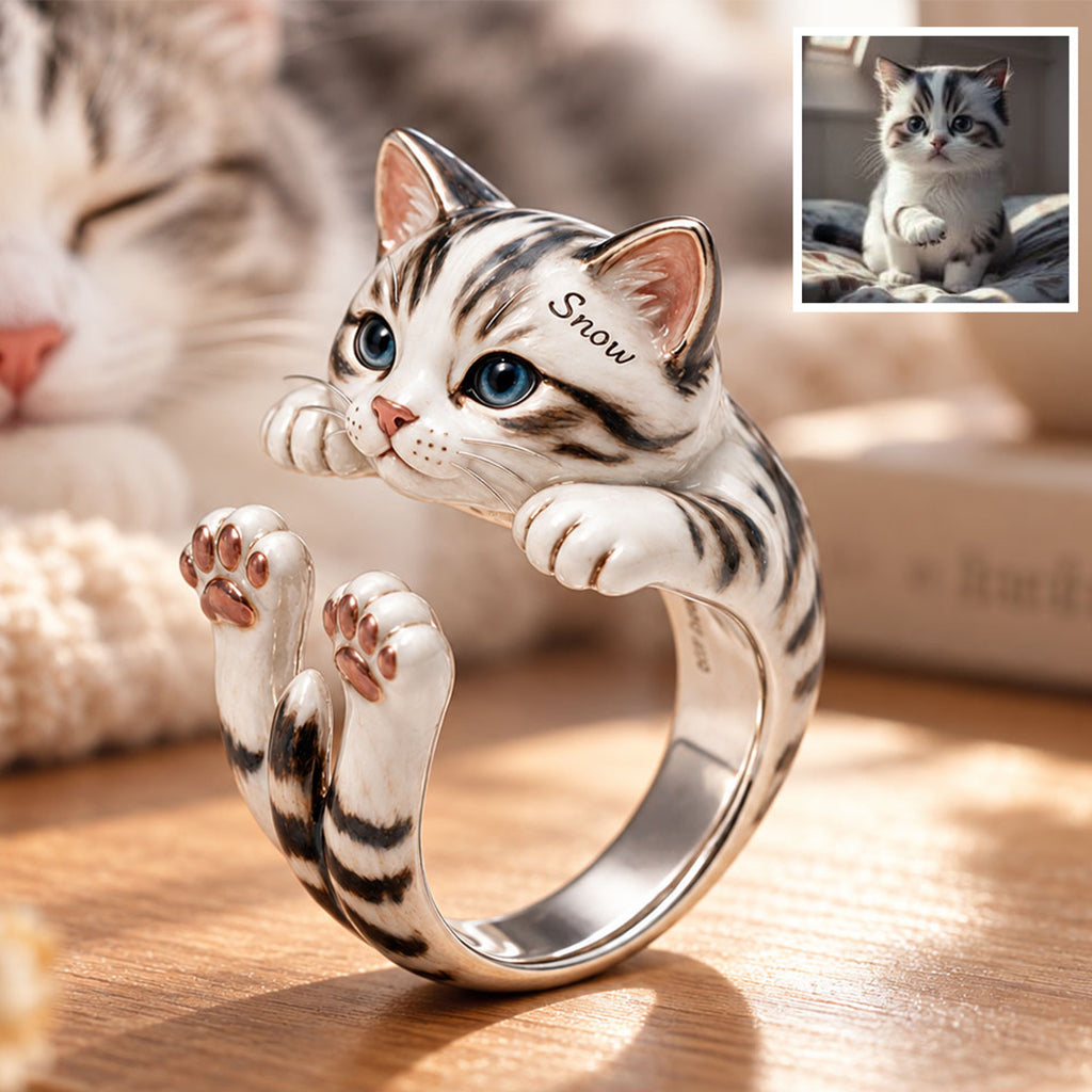 Little Paws, Endless Love - Personalized Cat Adjustable Shaped Ring