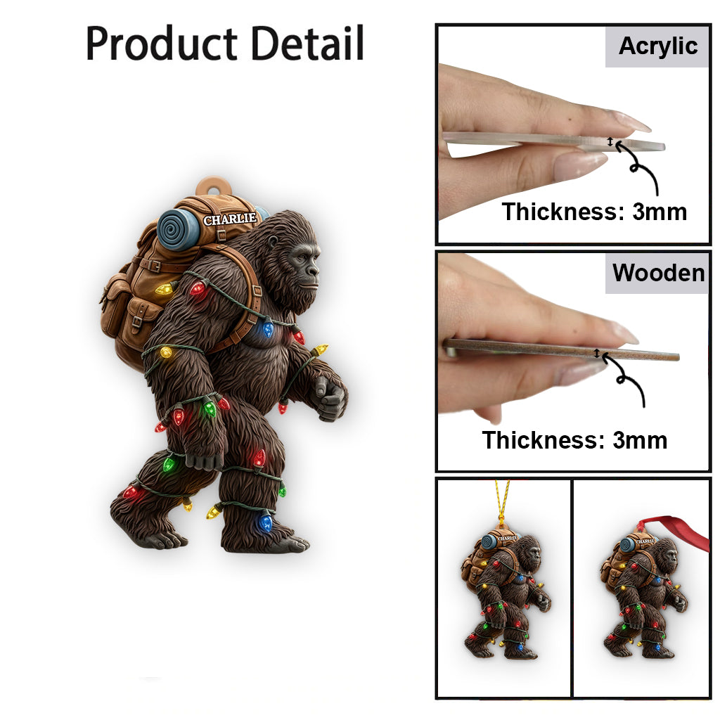 Sasquatch Holiday Spirit - Personalized Hiking Ornament