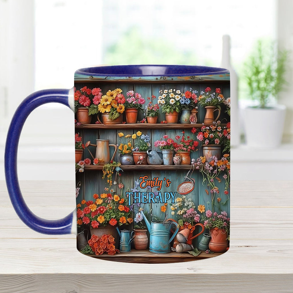 Gardening Is My Therapy - Personalized Gardening Accent Mug