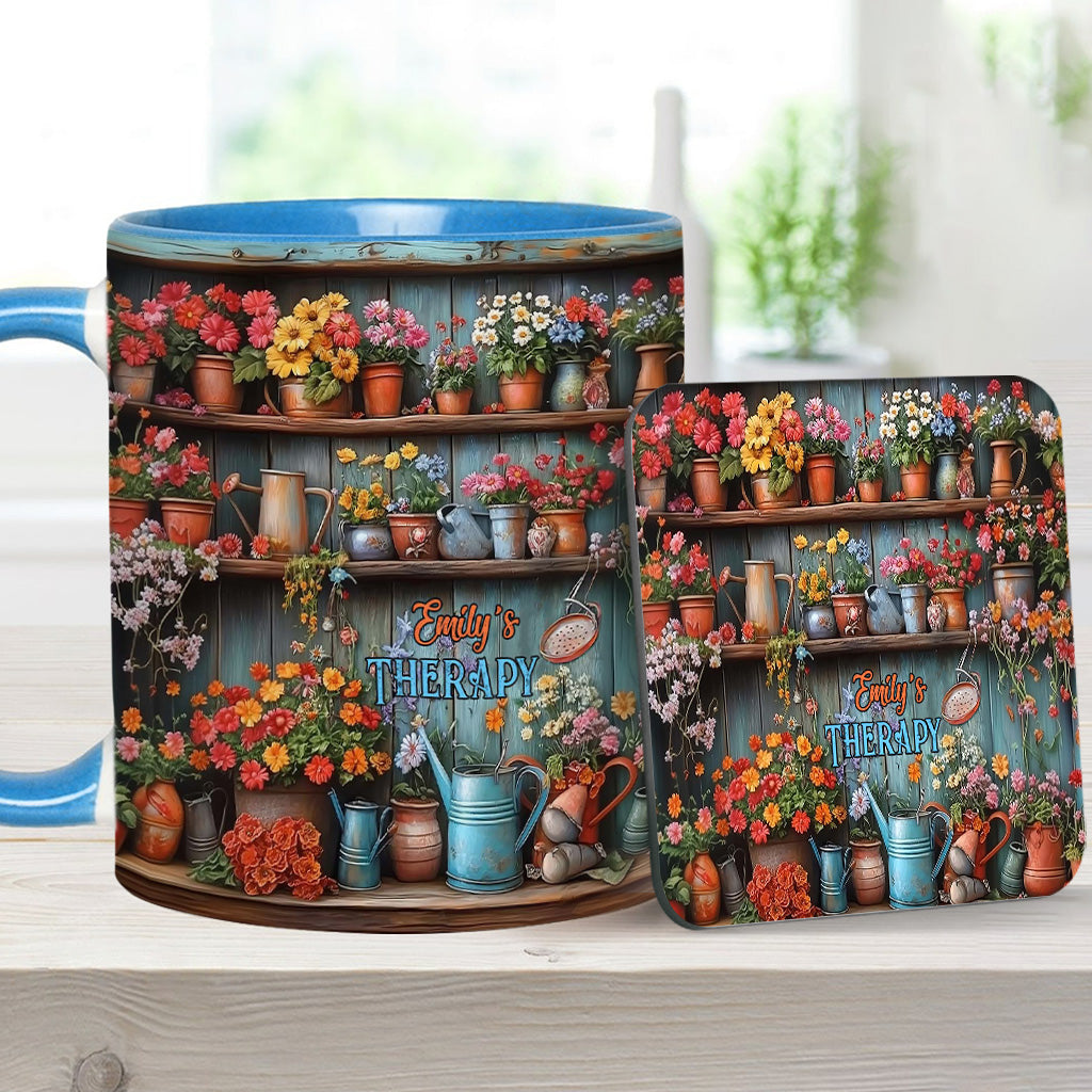 Gardening Is My Therapy - Personalized Gardening Accent Mug