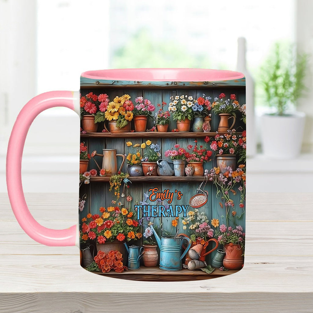 Gardening Is My Therapy - Personalized Gardening Accent Mug