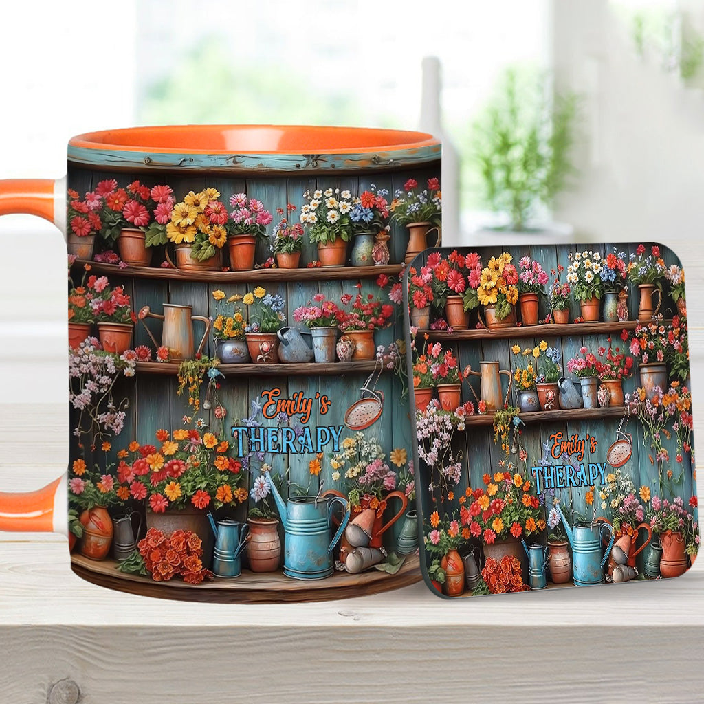 Gardening Is My Therapy - Personalized Gardening Accent Mug