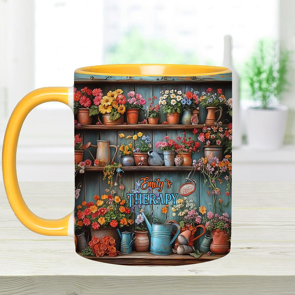 Gardening Is My Therapy - Personalized Gardening Accent Mug