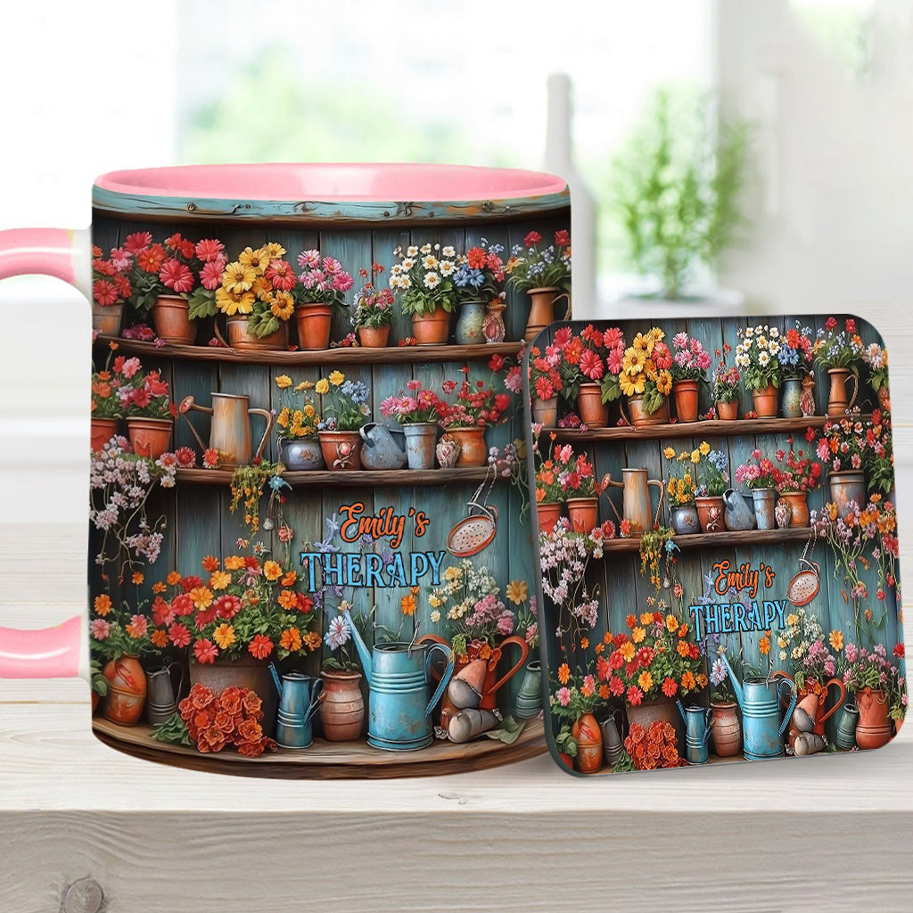 Gardening Is My Therapy - Personalized Gardening Accent Mug