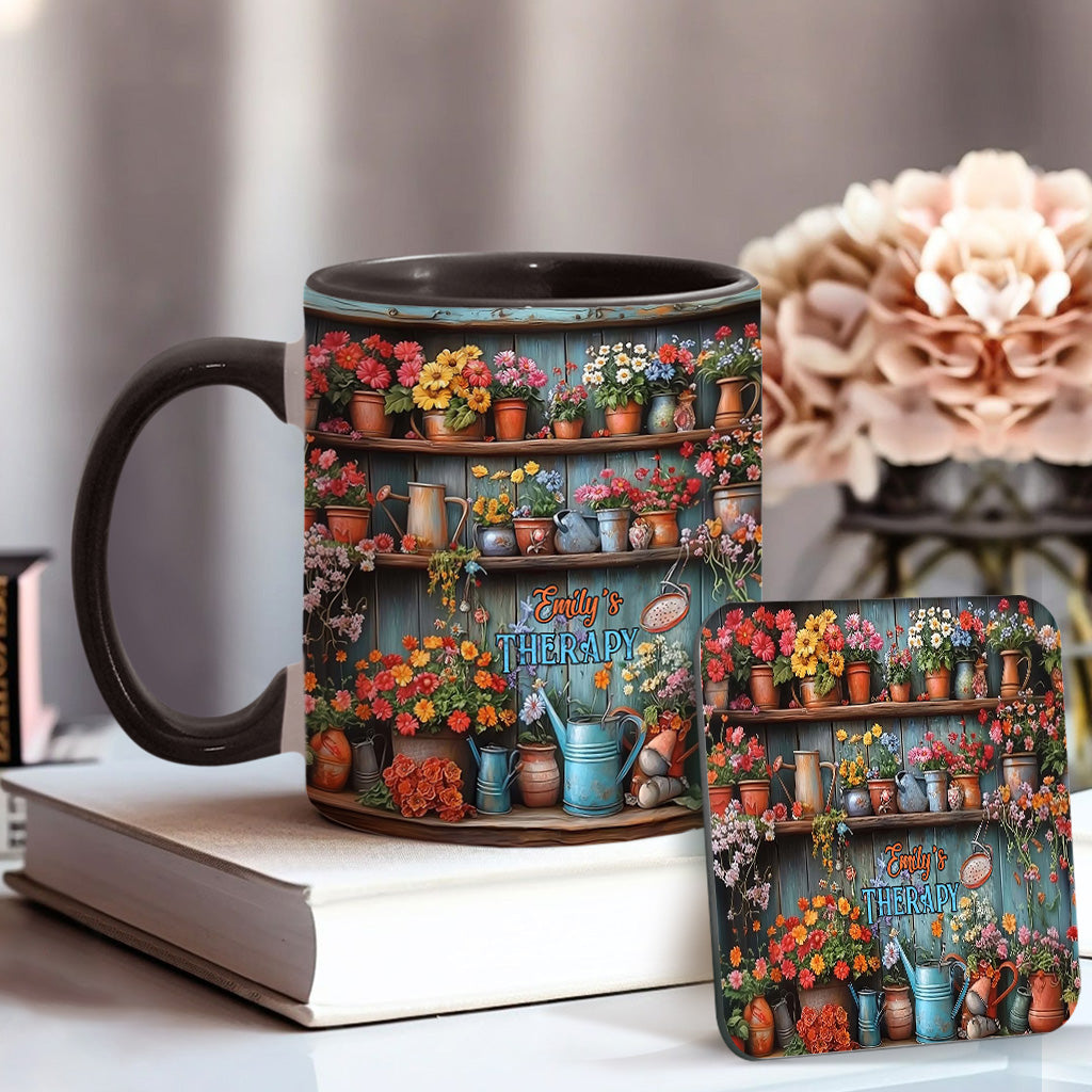 Gardening Is My Therapy - Personalized Gardening Accent Mug