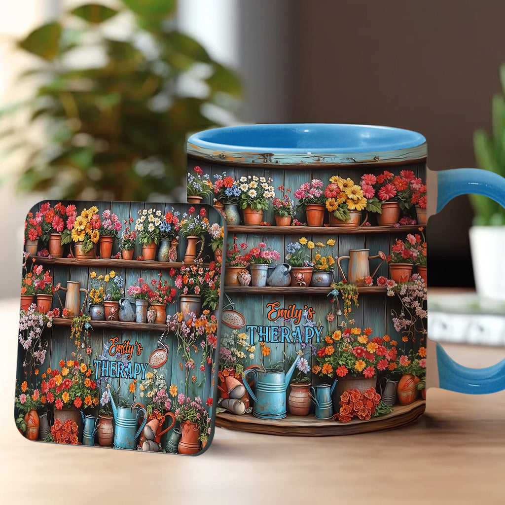 Gardening Is My Therapy - Personalized Gardening Accent Mug
