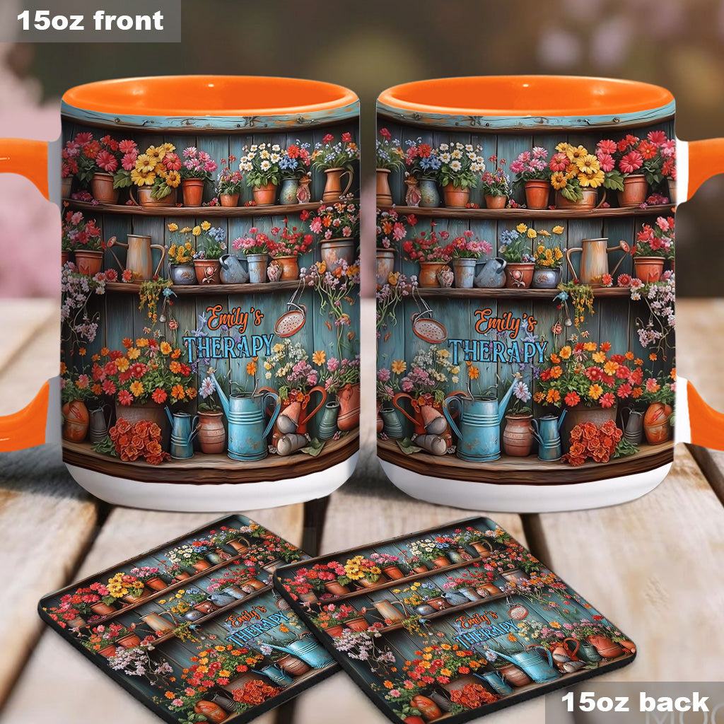 Gardening Is My Therapy - Personalized Gardening Accent Mug