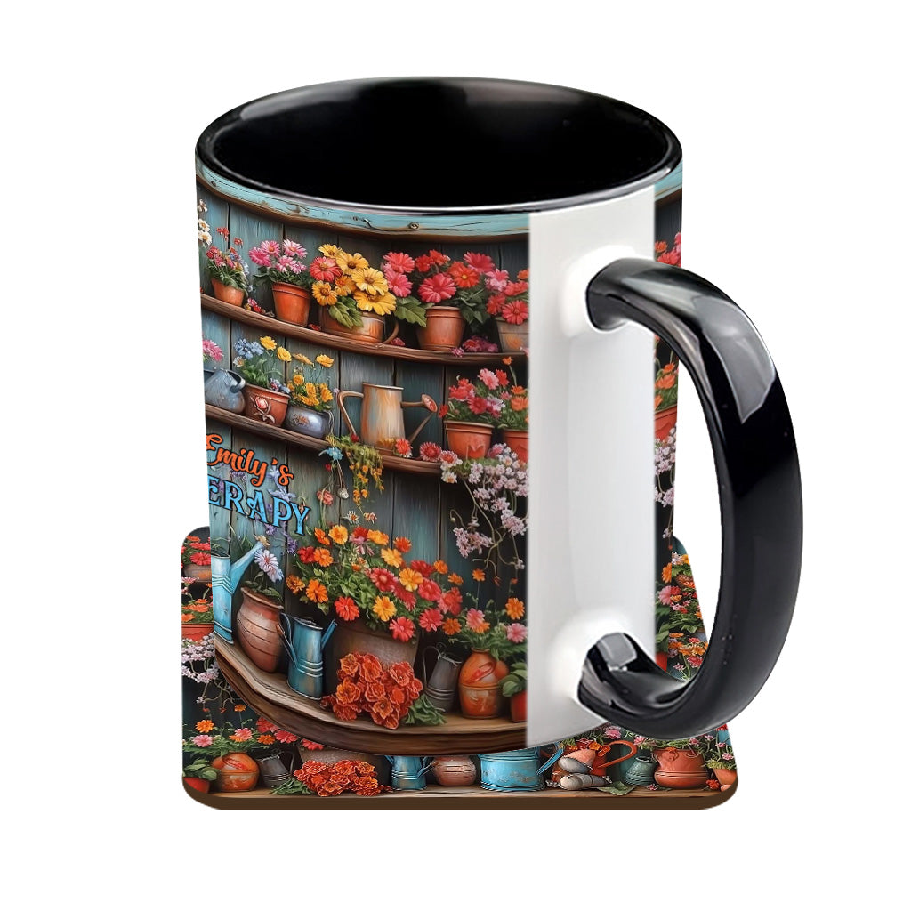 Gardening Is My Therapy - Personalized Gardening Accent Mug