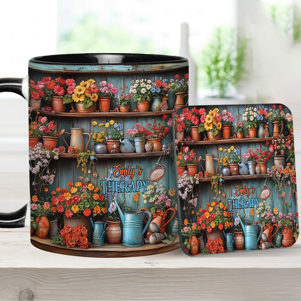 Gardening Is My Therapy - Personalized Gardening Accent Mug