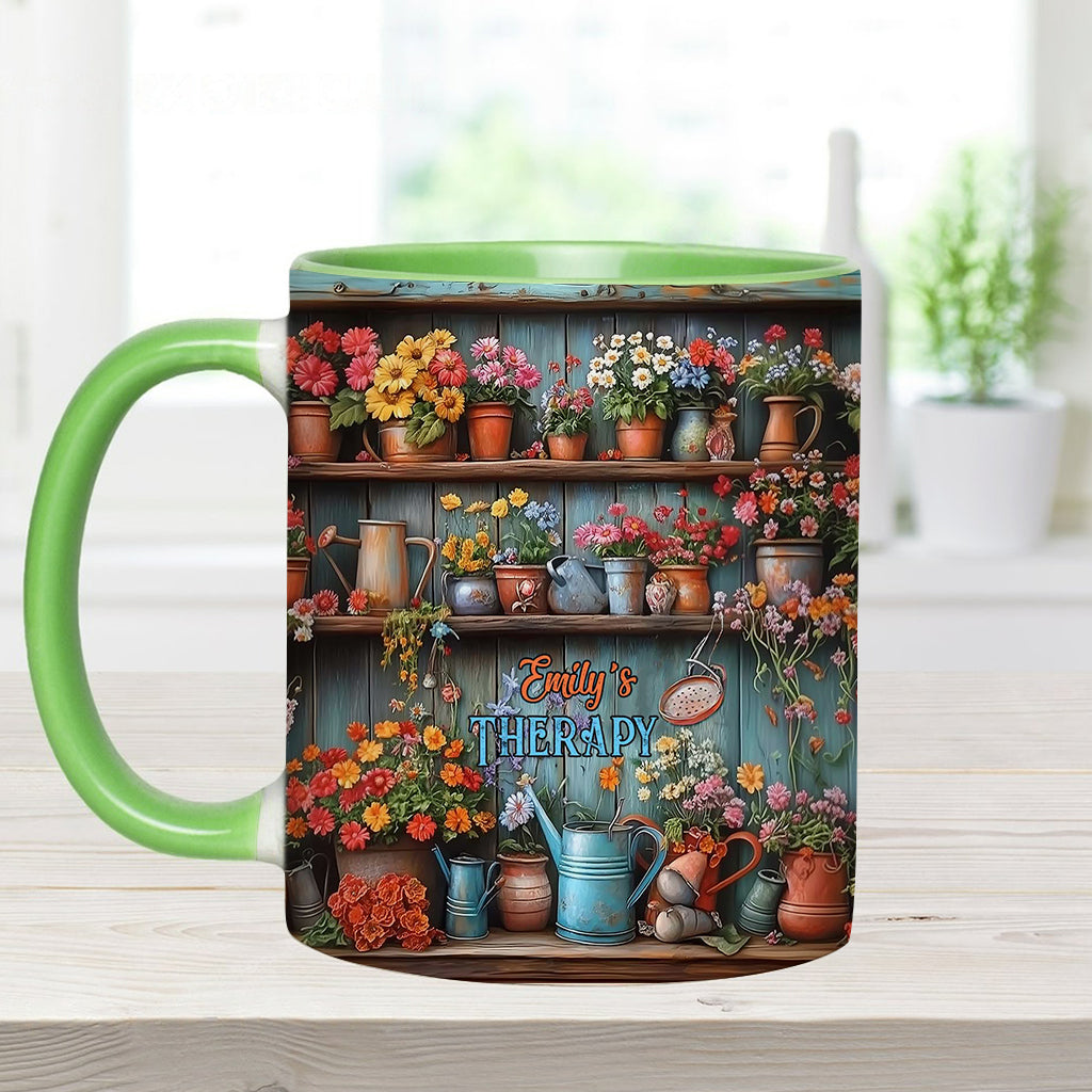 Gardening Is My Therapy - Personalized Gardening Accent Mug