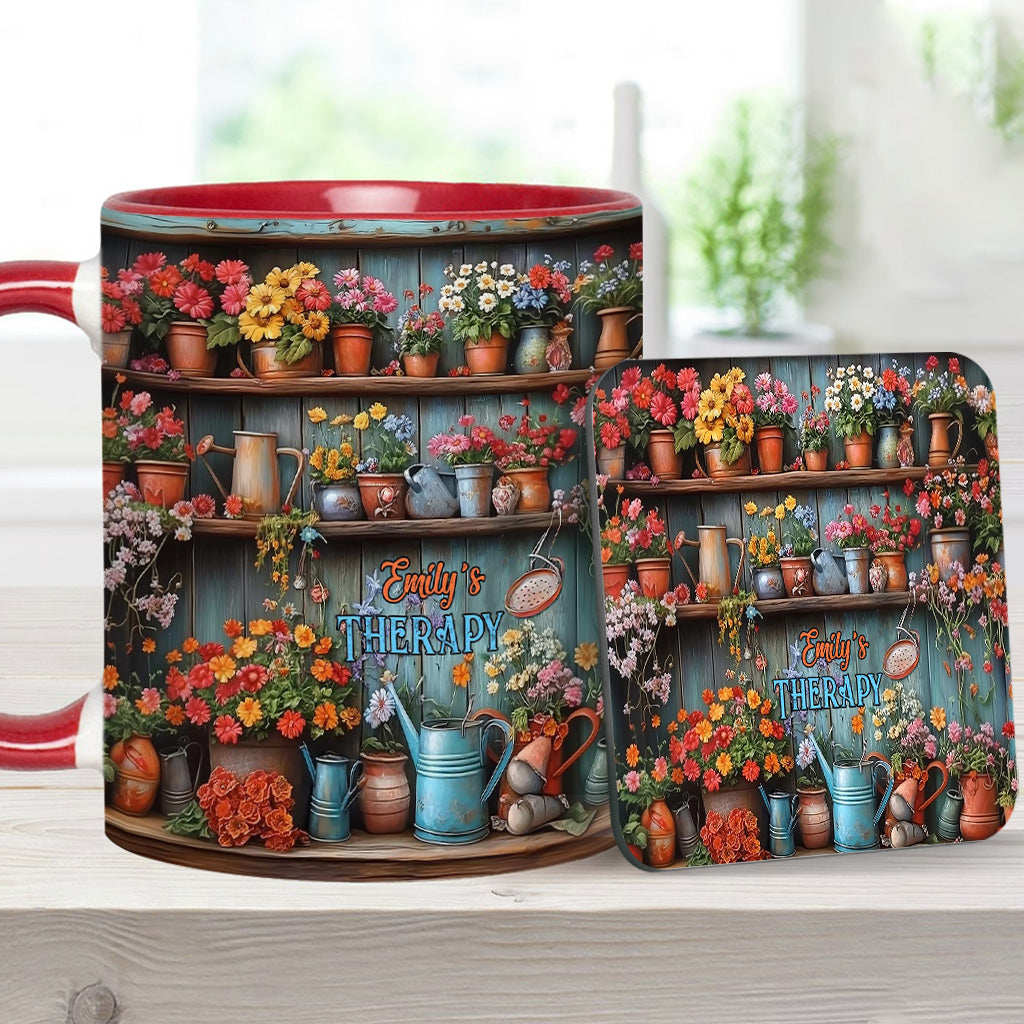 Gardening Is My Therapy - Personalized Gardening Accent Mug