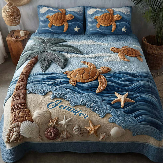 Love Turtles - Personalized Turtle Quilt Set