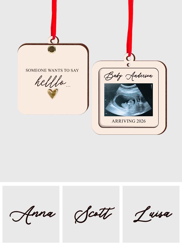 Pregnant Announcement - Personalized Pregnancy Flip Ornament