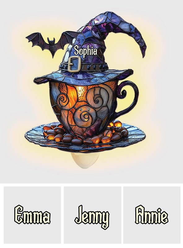Witch Hat And Coffee Mug - Personalized Witch Acrylic Plug-In Night Light