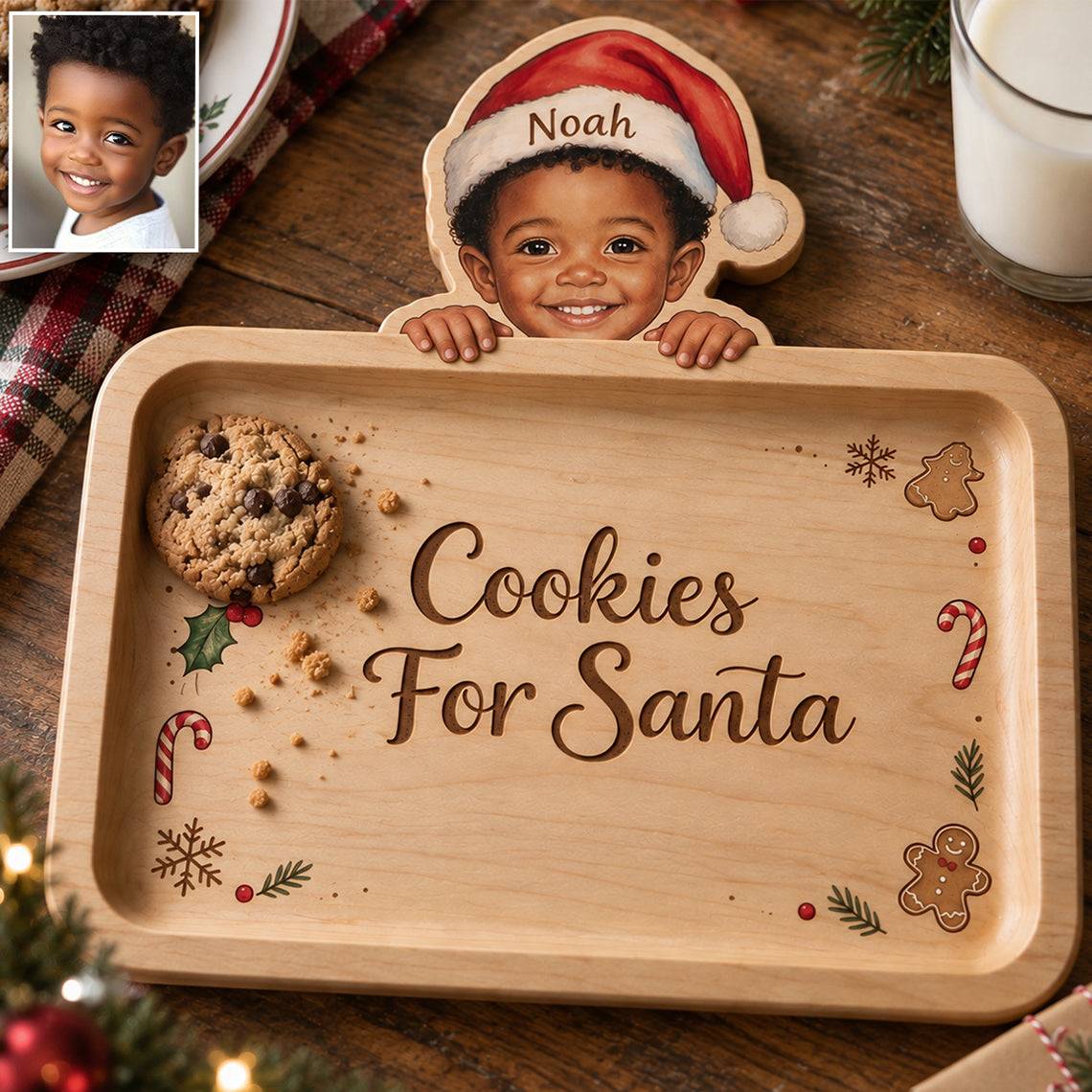 Cookies For Santa - Personalized Kid Wood Tray