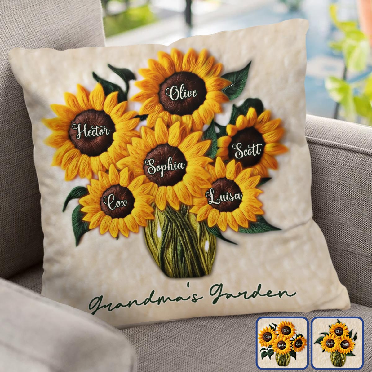 Grandma's Mom's Garden - Personalized Grandma Throw Pillow
