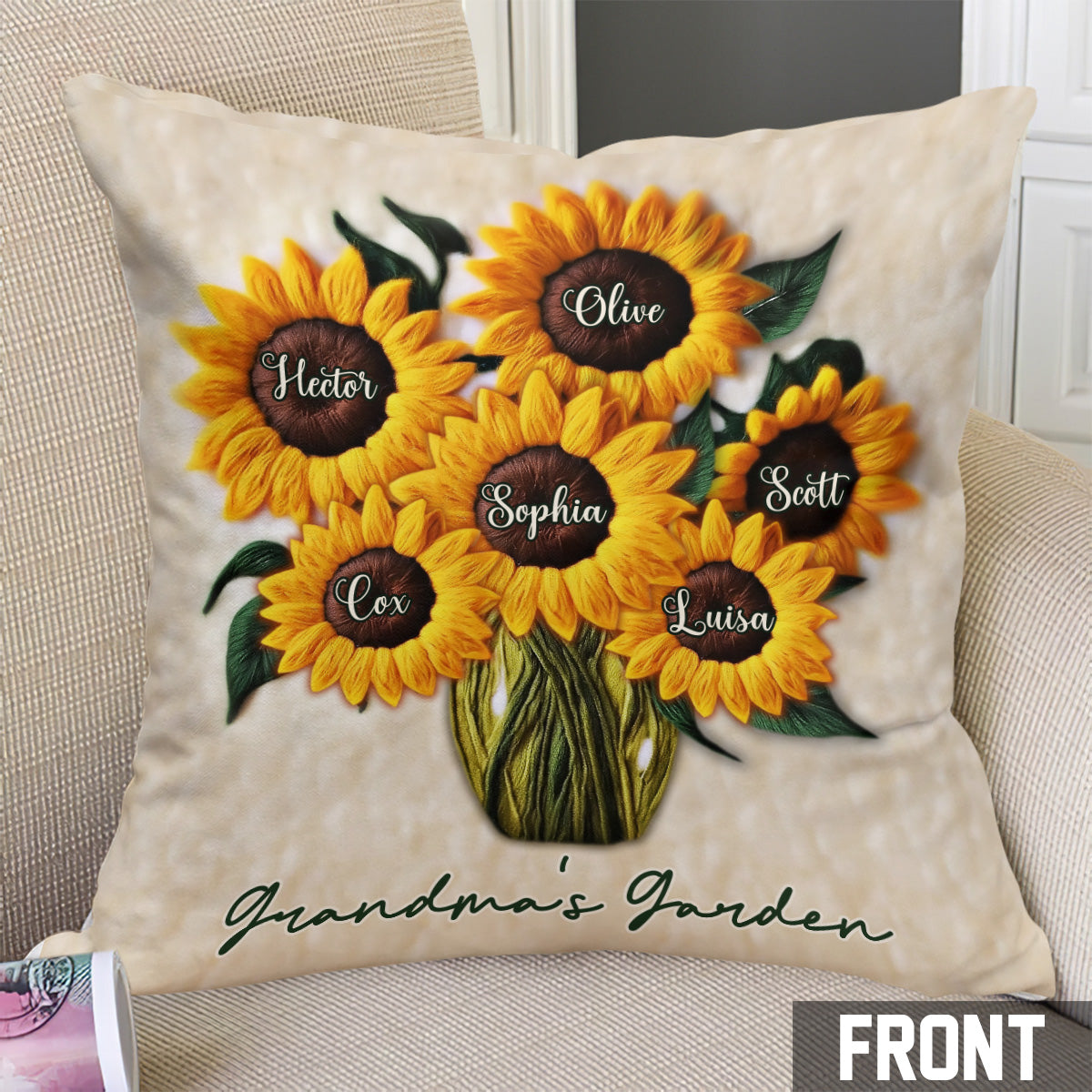 Grandma's Mom's Garden - Personalized Grandma Throw Pillow