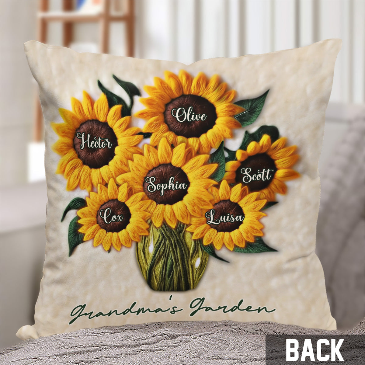 Grandma's Mom's Garden - Personalized Grandma Throw Pillow