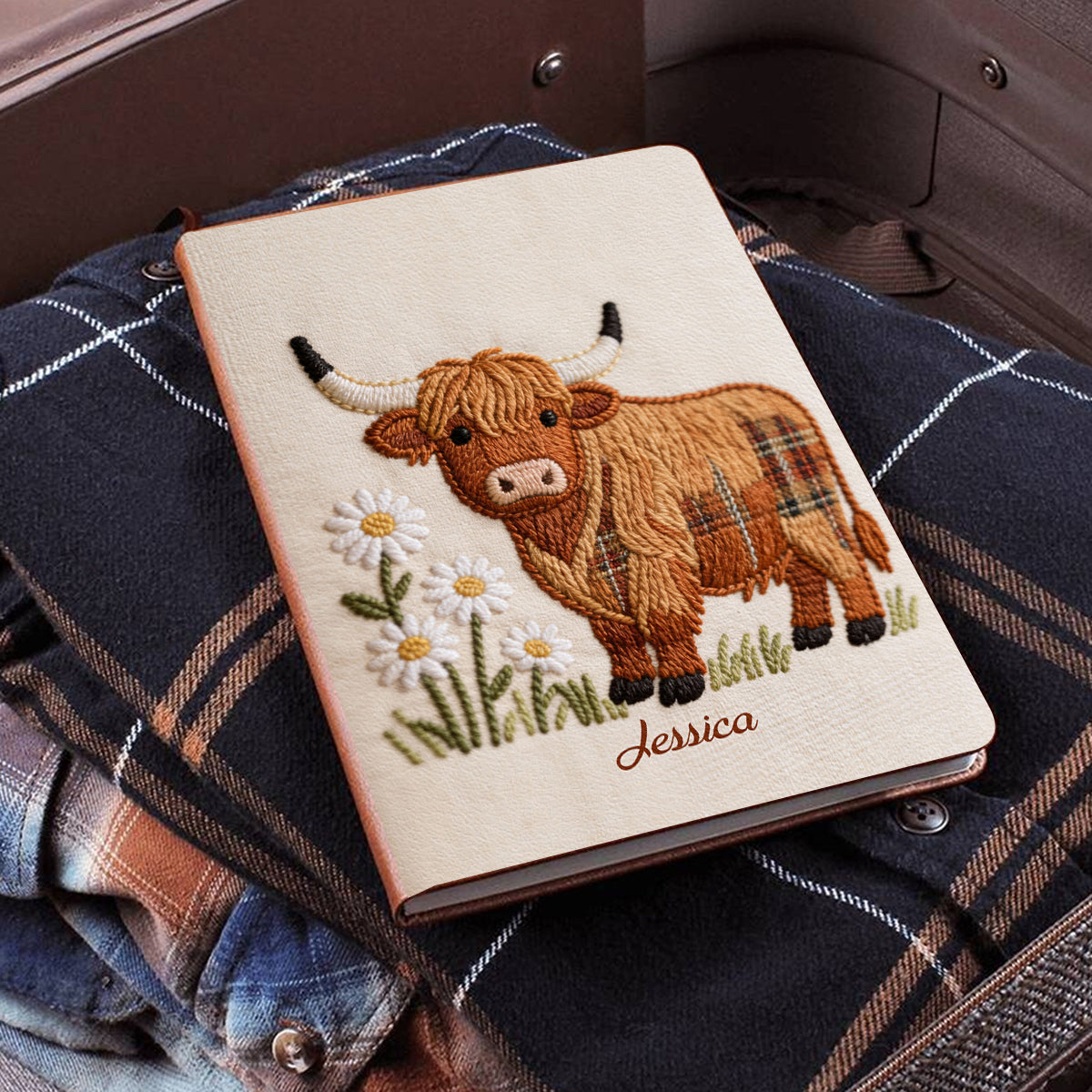 Love Highland Cows - Personalized Highland Cow Leather Journal