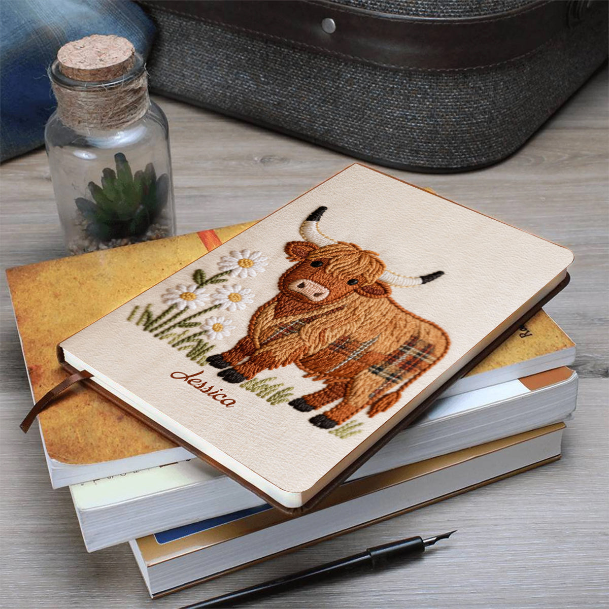 Love Highland Cows - Personalized Highland Cow Leather Journal