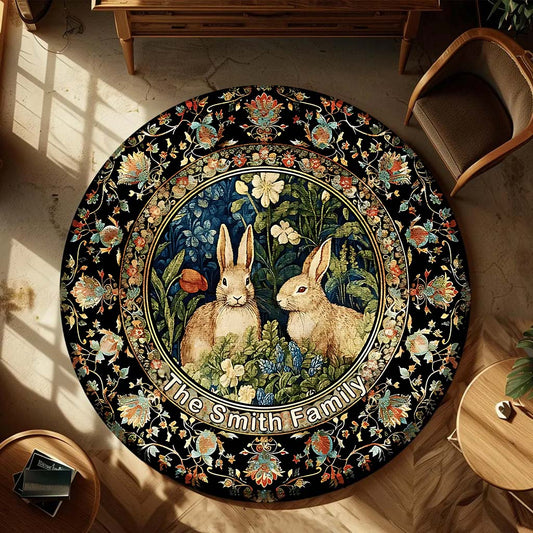 Welcome To Our Sweet Home - Personalized Family Round Rug