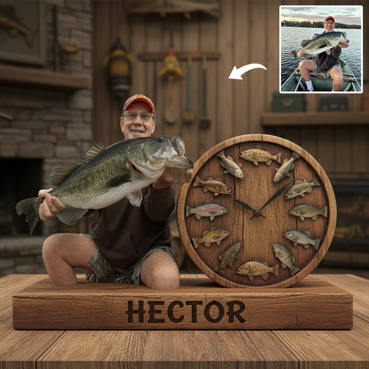It's Always Fish O'clock - Personalized Fishing Desk Clock Plaque