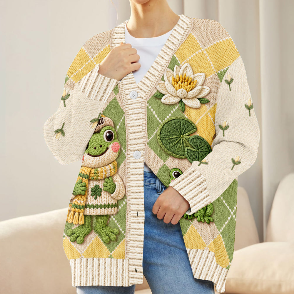Love Frogs - Personalized Frog Cardigan Sweater