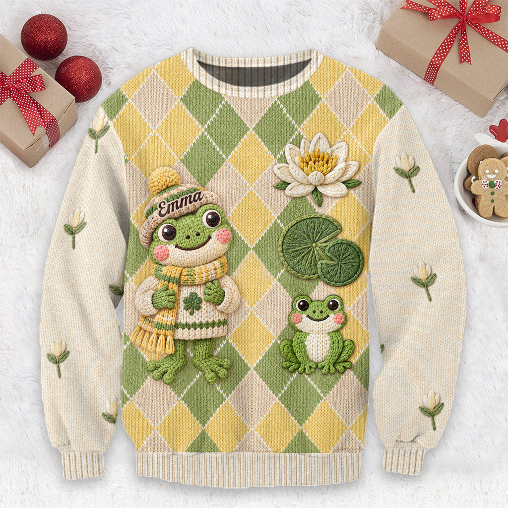 Love Frogs - Personalized Frog Cardigan Sweater