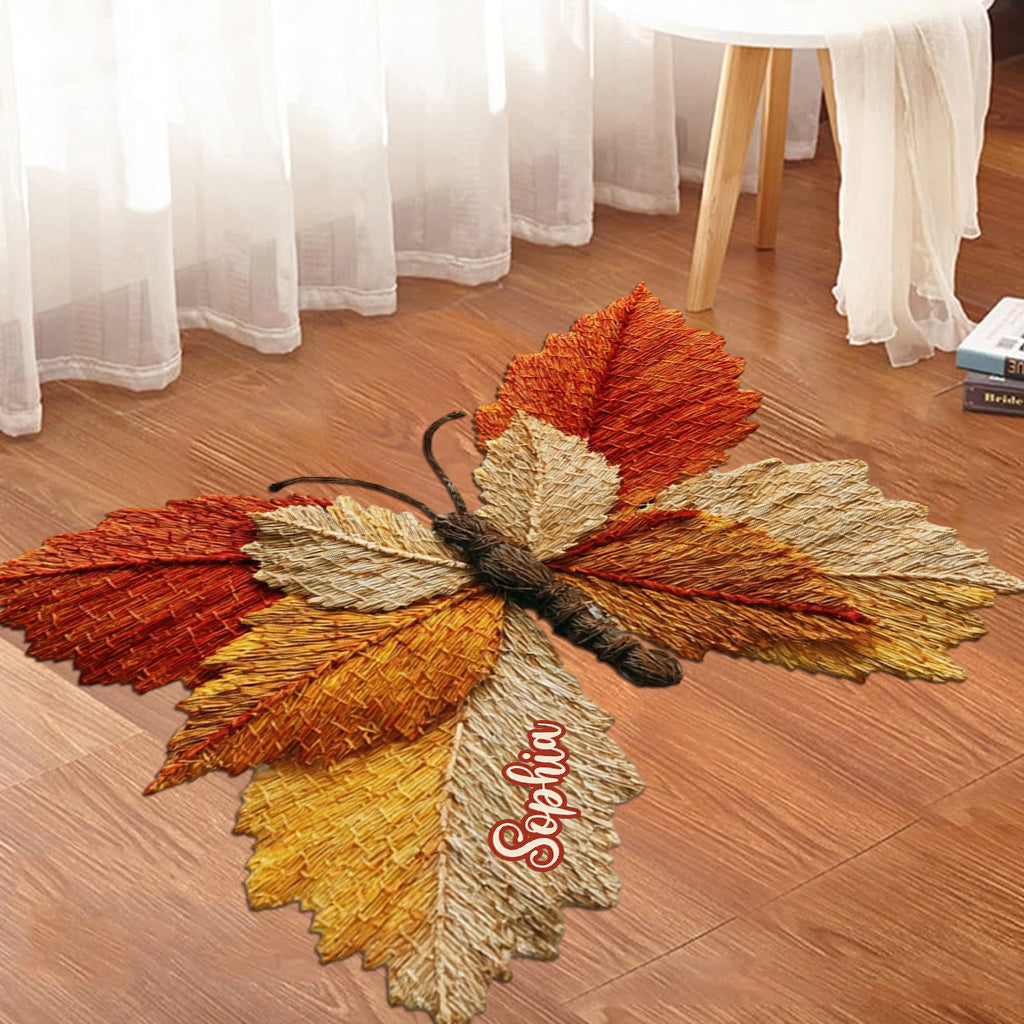 Autumn Butterfly - Personalized Butterfly Shaped Doormat/ Rug