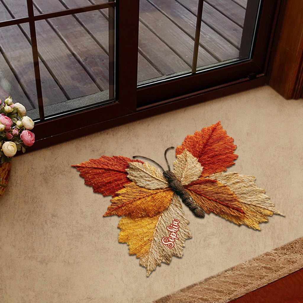 Autumn Butterfly - Personalized Butterfly Shaped Doormat/ Rug